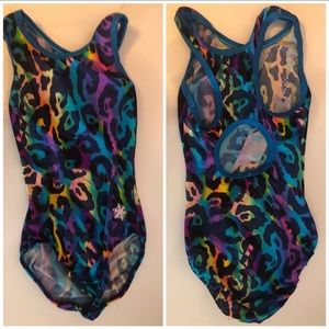 Snowflake designs gymnastics leotard